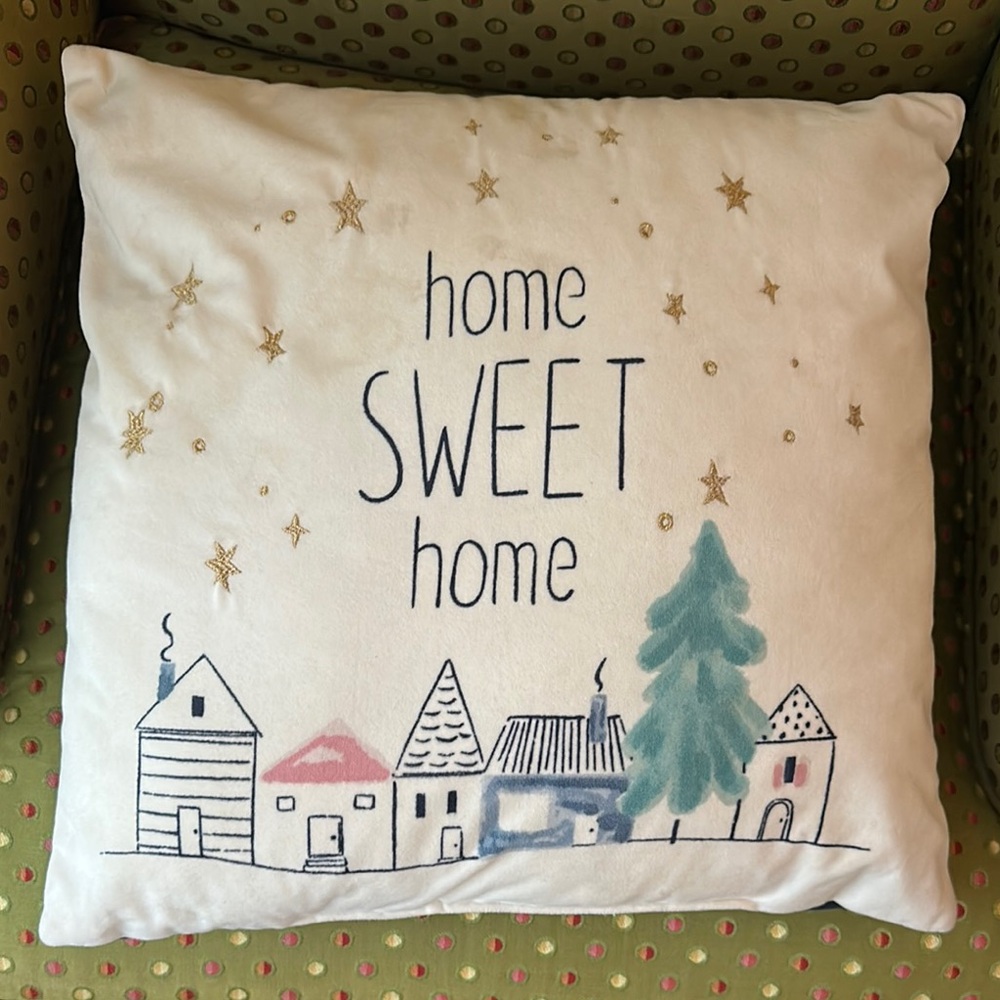 Home Sweet Home Decorative Pillow - Cream and Gold